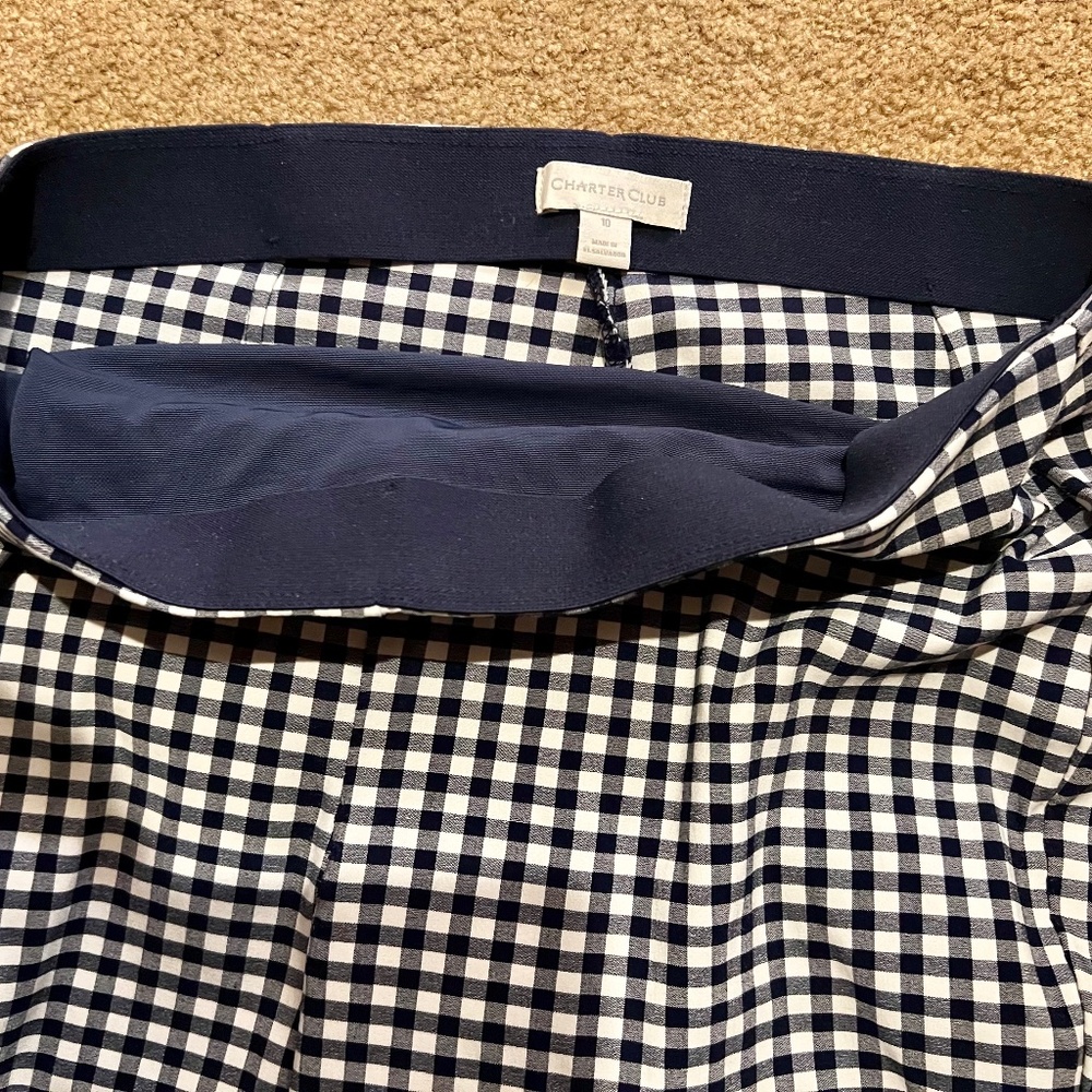 CHARTER CLUB NAVV & WHITE CHECK CAPRI - Picture 3 of 3